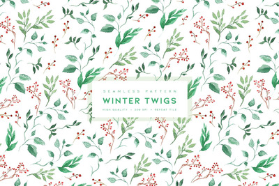 冬天的树枝花卉图案 (JPG,PNG)