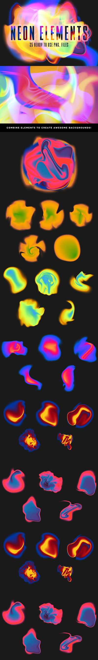 25个抽象Png霓虹灯元素 (PNG,PSD)