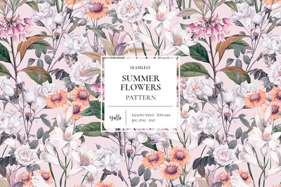夏季花卉图案 (JPG,PNG)