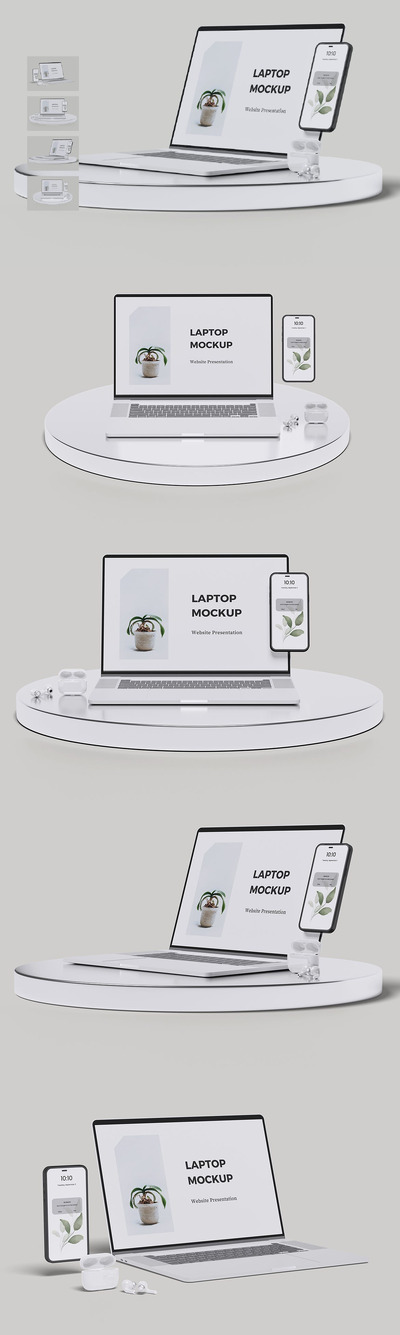 笔记本电脑和 iPhone 样机 (PSD,PDF)