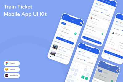 火车票移动应用App UI Kit (SKETCH,FIG,XD)