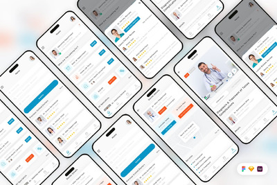 医疗移动应用 App UI Kit (SKETCH,FIG,XD)