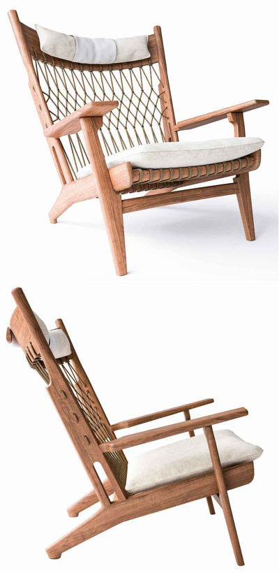 Johannes Hansen JH-719编织结构休闲扶手躺椅3D模型（OBJ,FBX,MAX）