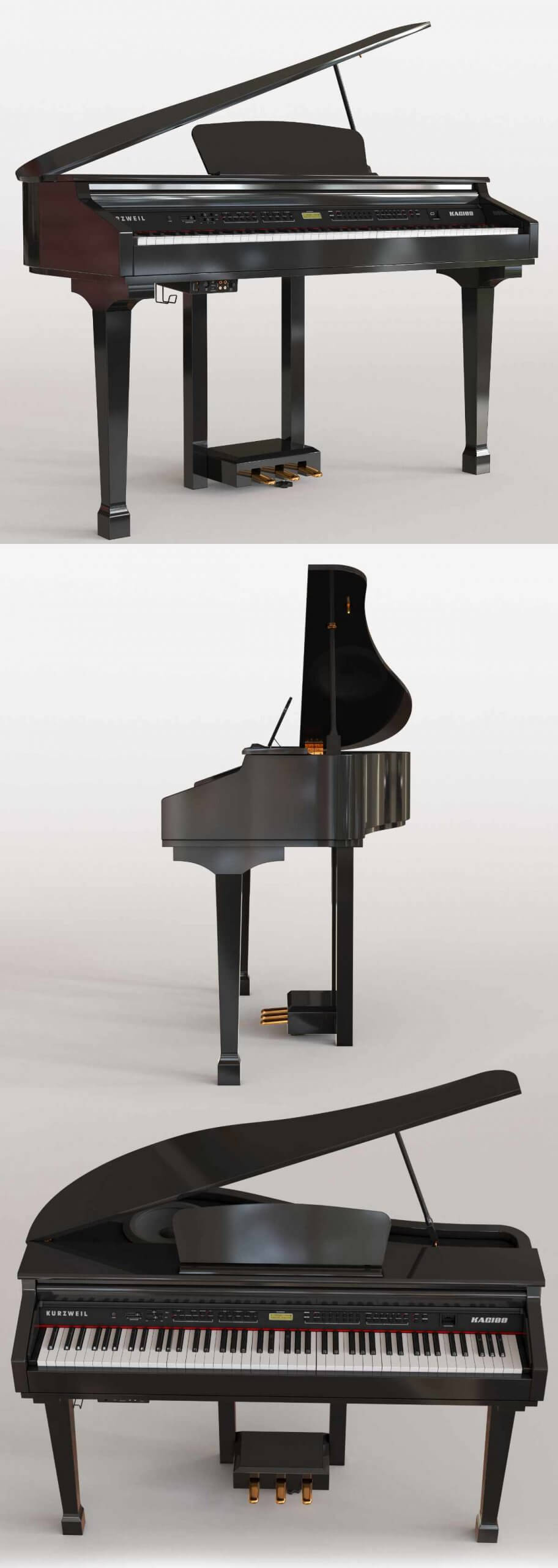 Kurzweil KAG100钢琴3D模型（OBJ,MAX）