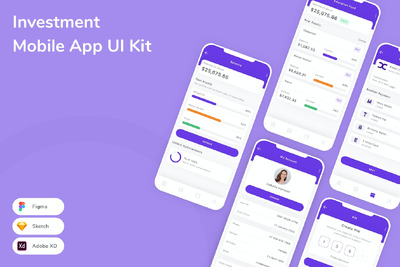 投资移动应用App UI Kit (SKETCH,FIG,XD)