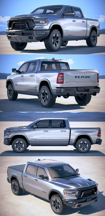 2019 RAM 1500 Rebel Crew Cab皮卡车3D模型（OBJ,FBX,MAX）