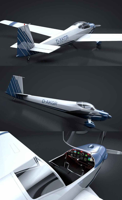 Scheibe Falke SF-25机动滑翔机3D模型（OBJ,FBX,MAX）