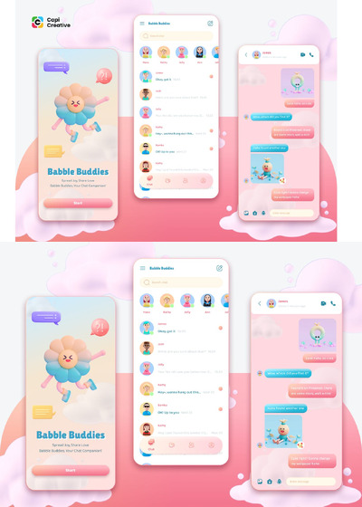 消息应用程序-3D设计风格APP UI KIT (FIG)