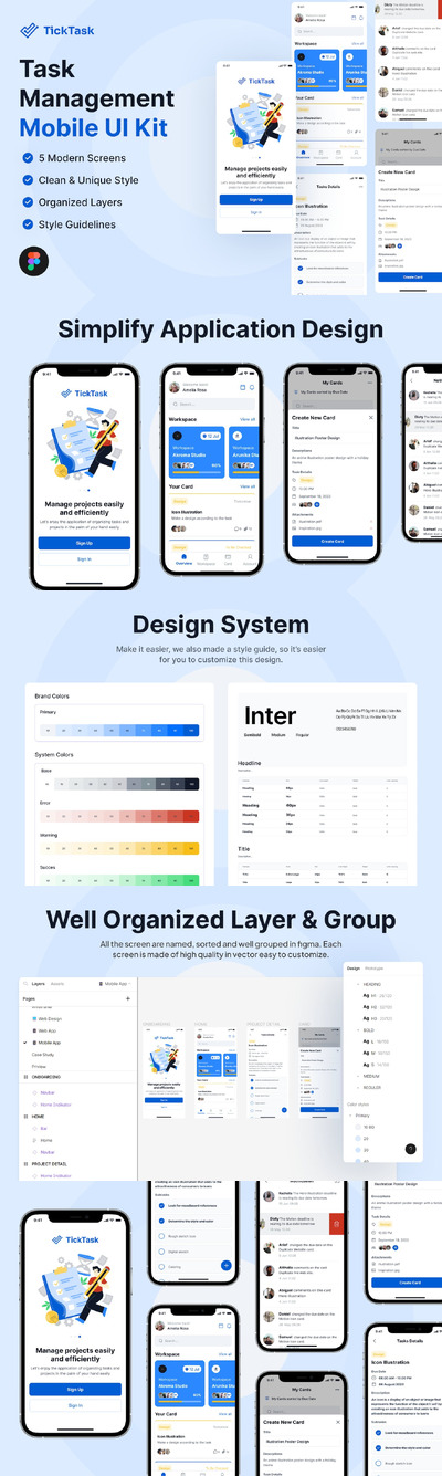 Ticktask - 任务管理移动应用APP UI KIT (FIG)