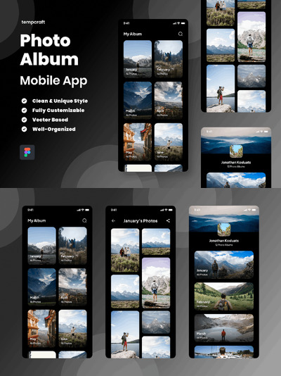相册移动应用程序APP UI KIT (FIG)