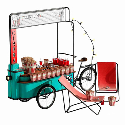 影院爆米花可乐食品推车和躺椅3D模型（OBJ,FBX,MAX）