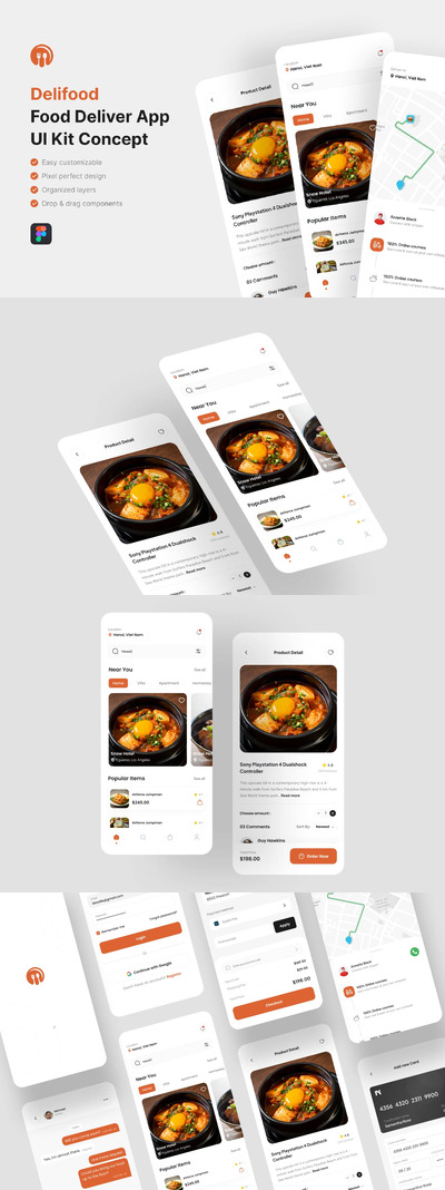 食品配送应用App UI Kit (FIG)