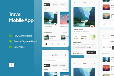 旅游手机应用App UI Kit (FIG)