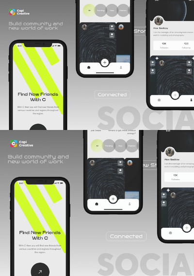 社交应用程序概念 App UI Kit (FIG)