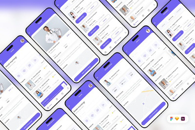 医生预约移动应用 UI 套件 (SKETCH,FIG,XD)