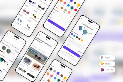 太阳镜店移动应用 UI 套件 (SKETCH,FIG,XD)