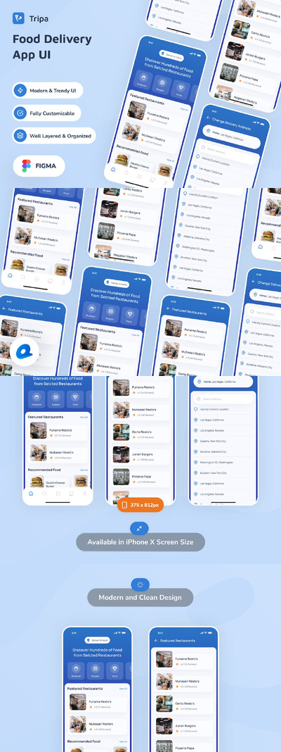 食品配送应用App UI Kit (FIG)