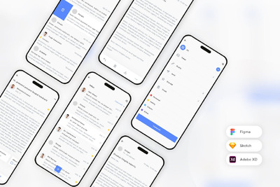邮件客户端移动应用App UI Kit (SKETCH,FIG,XD)