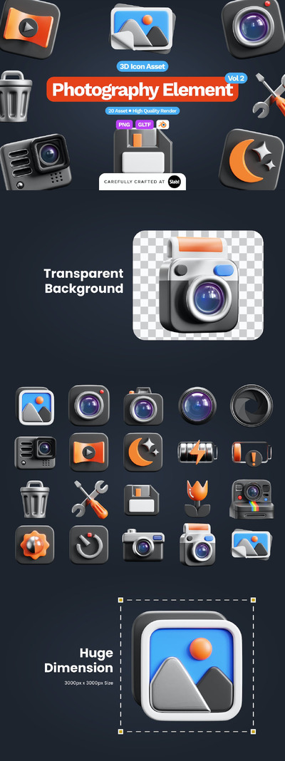 摄影器材3D图标 (PNG,blend)