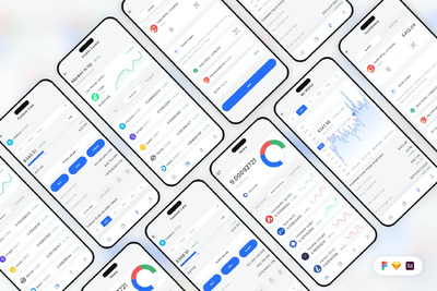 加密货币交易所移动应用 App UI Kit (SKETCH,FIG,XD)