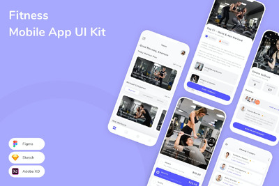 健身移动应用App UI Kit (SKETCH,FIG,XD)