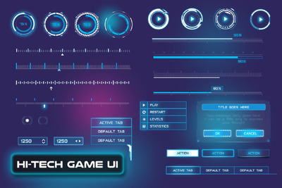 HUD - 科幻游戏 UI 模版 (PNG,PSD)