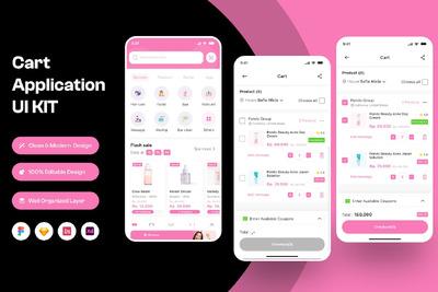 购物车移动应用APP UI KIT (FIG,SKETCH,XD)
