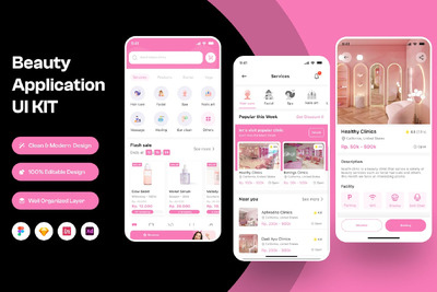 美容手机应用APP UI KIT (FIG,SKETCH,XD)
