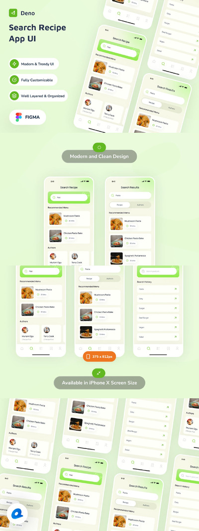 搜索食谱应用APP UI KIT (FIG)