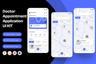 医生预约移动应用APP UI KIT (FIG,SKETCH,XD)