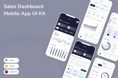 销售仪表板移动应用APP UI KIT (SKETCH,FIG,XD)