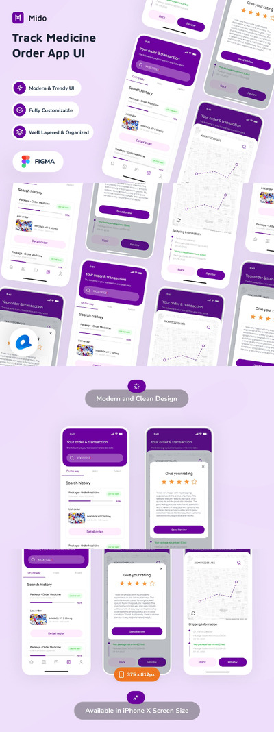追踪药品订单应用APP UI KIT (FIG)