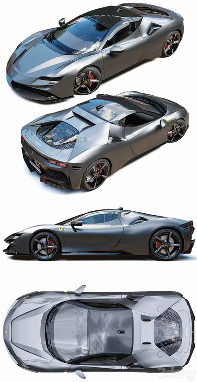 Ferrari SF90跑车3D模型（OBJ,FBX,MAX）