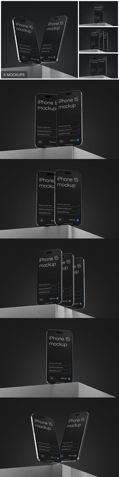 iPhone 15 Pro 样机套装 (PSD)