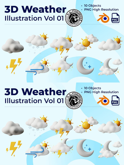 天气 3D 图标包 3