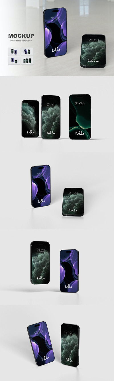 iPhone 15 Pro 样机 (PSD,PDF)