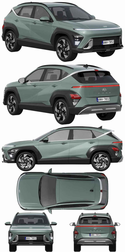 2024款现代Hyundai Kona小型SUV汽车3D模型（OBJ,FBX,MAX）