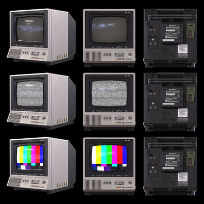 80年代Hitachi CRT复古电视机 Low-poly 3D模型（OBJ,FBX,MAX）