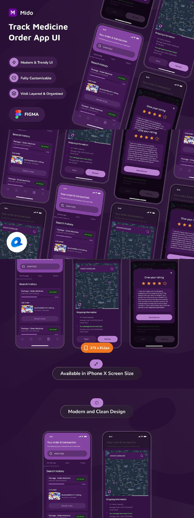 追踪药单深色模式应用APP UI KIT (FIG)