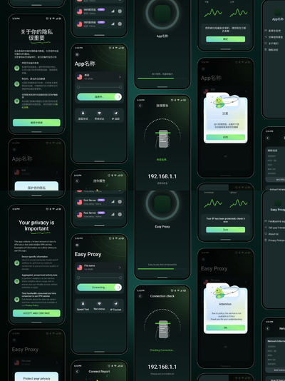 中英文版加速器、网络加速、 移动端应用App UI Kit (FIG)