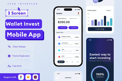 投资手机应用App UI Kit (FIG,XD,SKETCH)