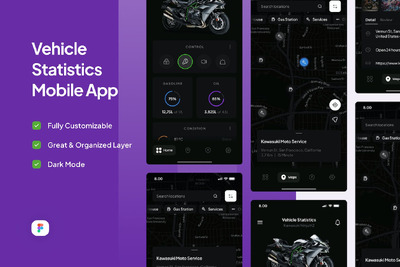 车辆统计移动应用App UI Kit (FIG)