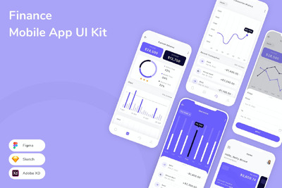 金融移动应用App UI Kit (SKETCH,FIG,XD)