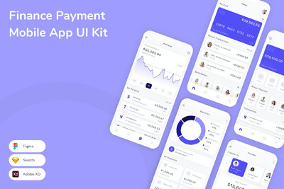 金融支付移动应用App UI Kit (SKETCH,FIG,XD)