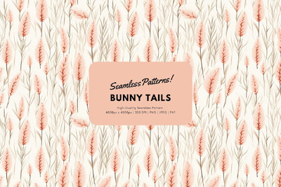 兔子尾巴无缝花卉图案 (PNG,JPG)