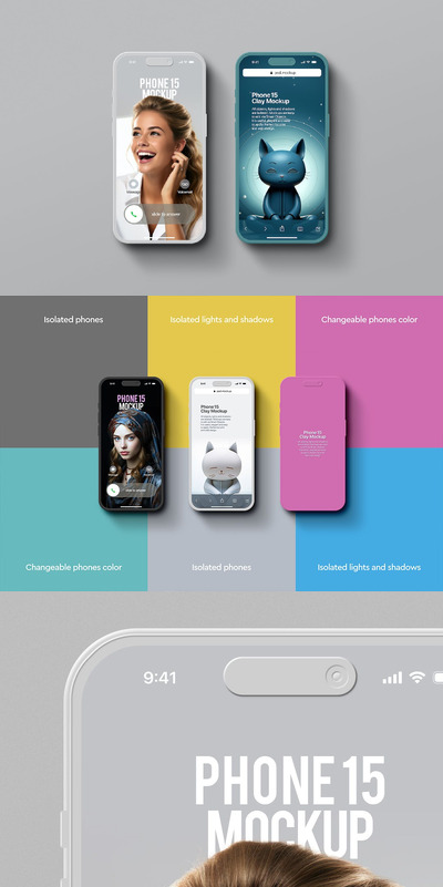 手机模型 15 Pro Clay (PSD)