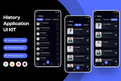历史列表移动应用程序 (FIG,SKETCH,XD)