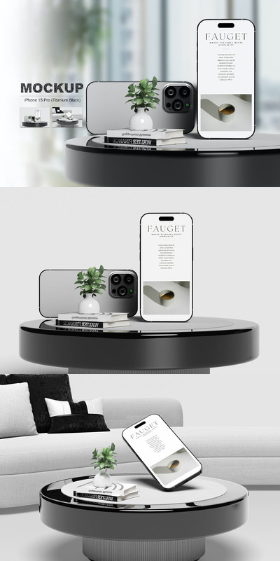 iPhone 15 Pro 样机 (PSD,PDF)