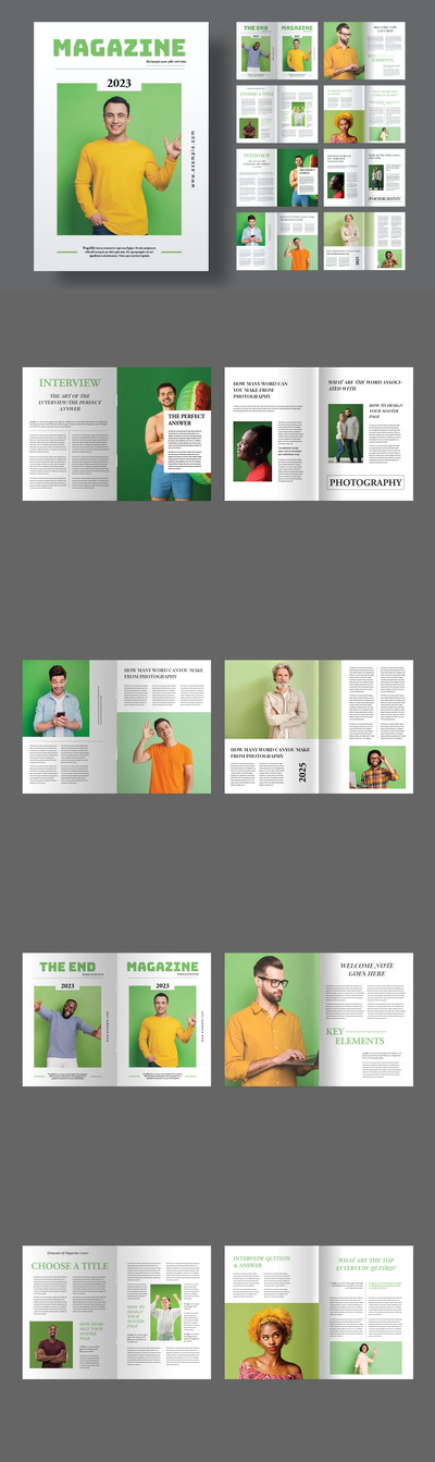 杂志布局干净多用途画册模版 (INDD)