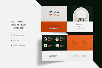 家具双折传单模板设计 (PSD)